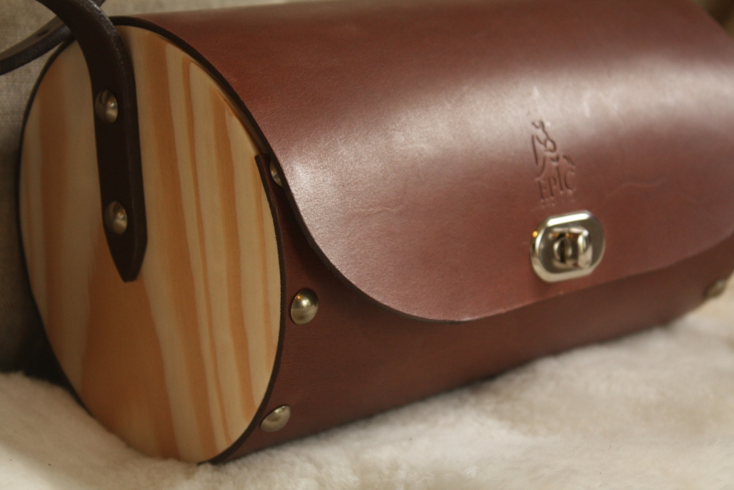 Sac a main cuir et bois artisan français unique