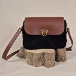 sac tillon hivernal cuir lainé noir cuir marron