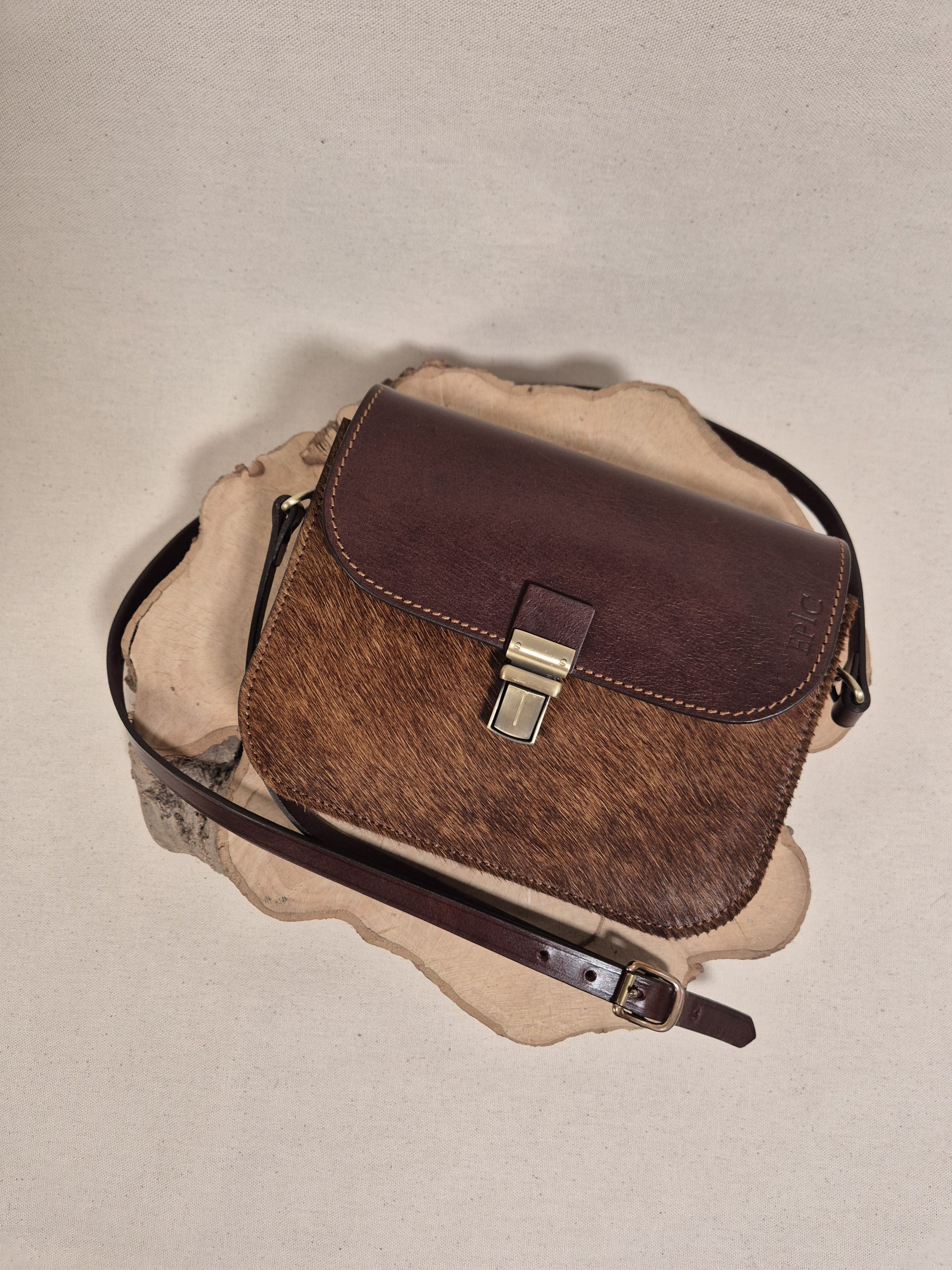 Sac a main tillon cuir poil marron
