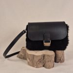 Sac a main cuir lainé noir bandoulière